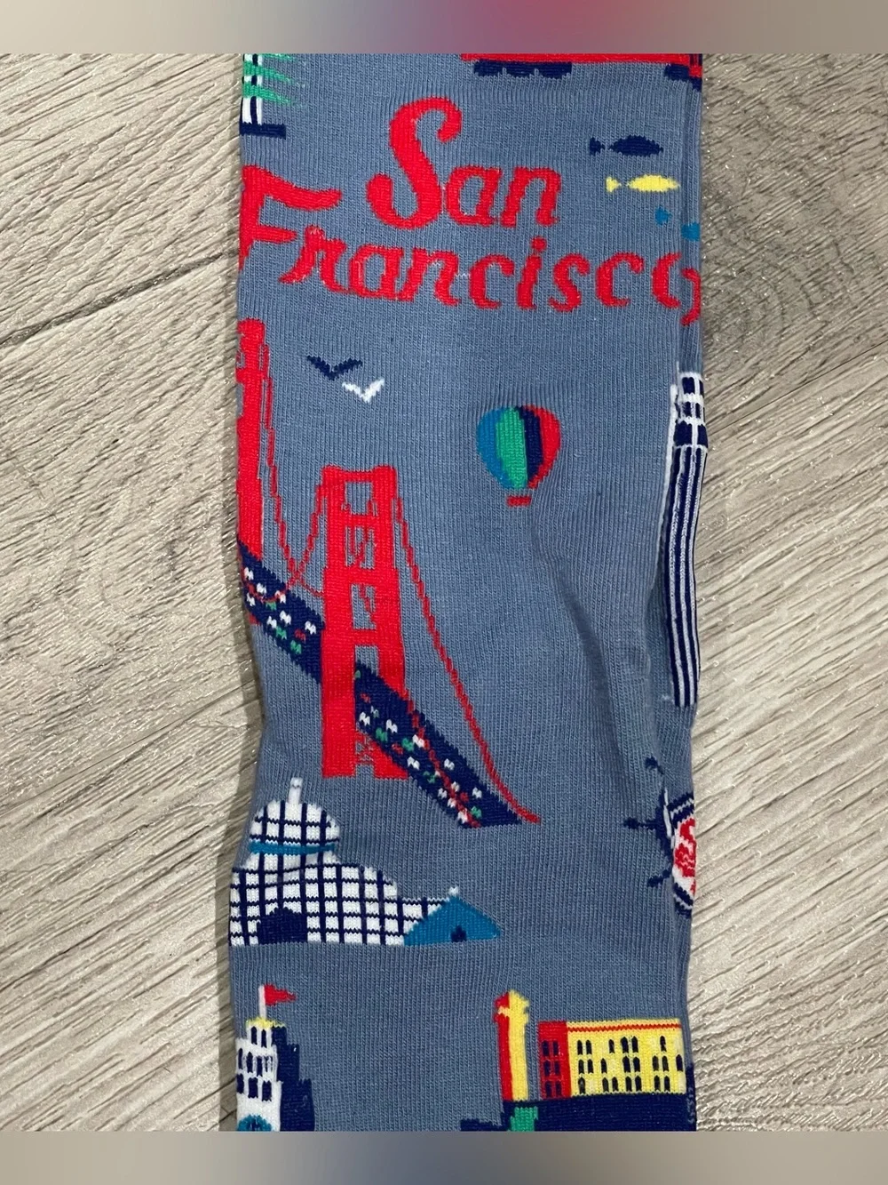 San Francisco city Socks golden gate bridge cable car blue unisex size 9-11 NWT